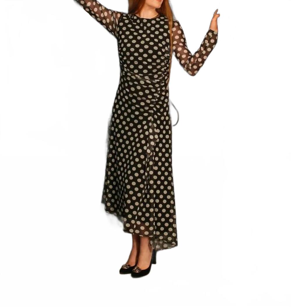 NEW IRIS SETLAKWE asymmetric midi dress in black polka